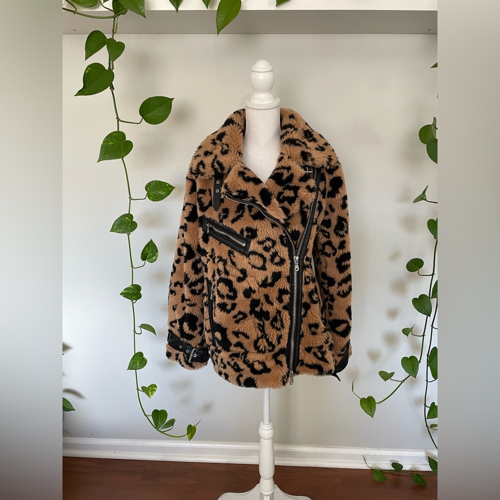 Avec Les Filles Faux Fur Moto Teddy Jacket - Picture 3 of 16